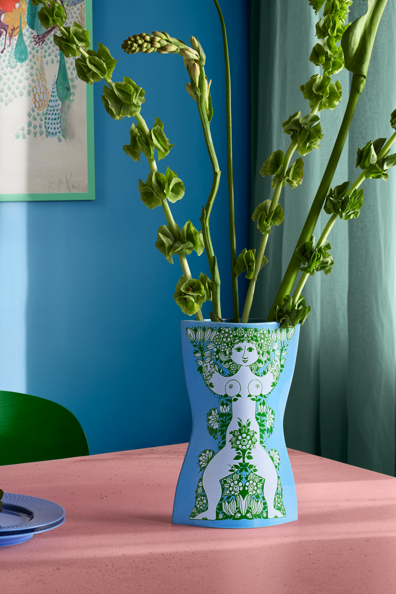 Nina vase, H28,5 cm - lyseblå/grøn